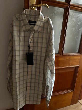 Camisa Massimo Dutti Nueva Beige Cuadros