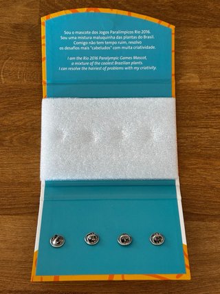 Set 4 Pins Mascota Juegos Paralímpicos Rio 2016