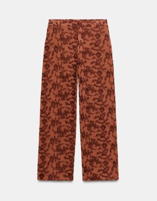Pantalón recto bordado Zara