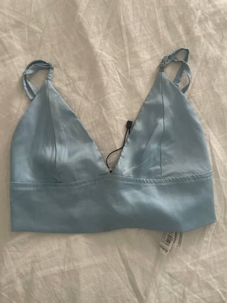 Top satén azul Stradivarius Talla S