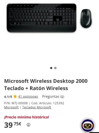 Microsoft Wireless Desktop 2000 Teclado y Ratón