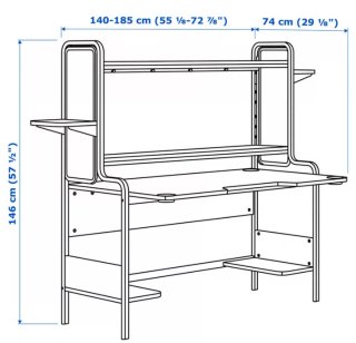Escritorio Gaming Ikea Negro Freede 140/185x74x146
