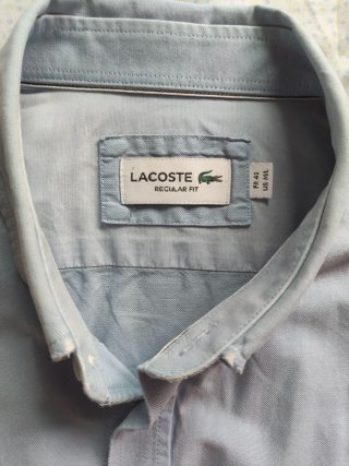 Camisa Oxford Lacoste Manga Larga Azul
