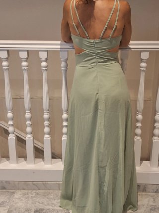 Vestido de cóctel verde drapeado