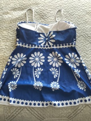 Conjunto Tankini Flores Azul y Blanco