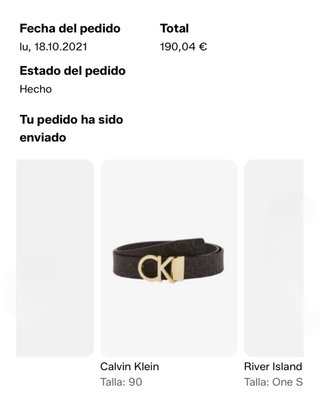 Cinturón Calvin Klein - Talla 90 -