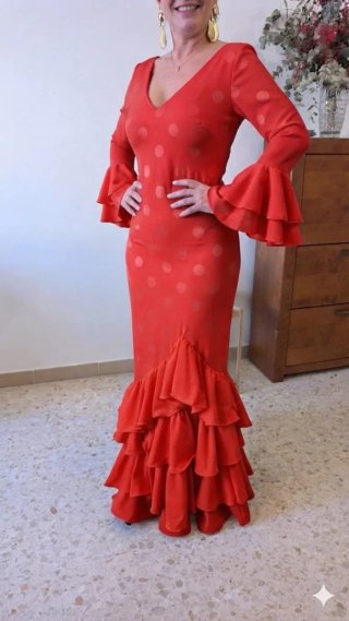 Traje de Flamenca Rojo TODAS LAS TALLAS