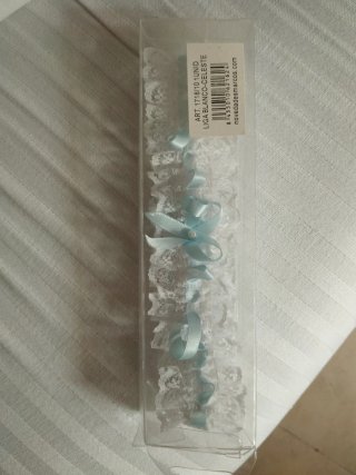 Liga de Novia Encaje Blanco y Azul