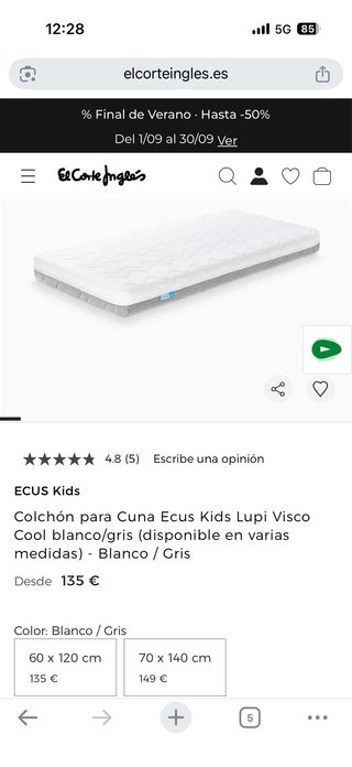 Colchón cuna Ecus Kids Lupi Visco 60x120
