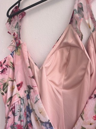 Vestido Guess Floral Largo Rosa