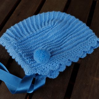 Capota de lana azul denim para bebé de 3 a 6 meses