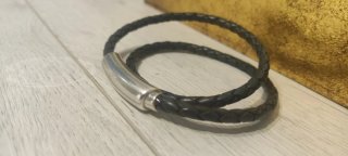 Pulsera Cuero Trenzado y Acero Inoxidable