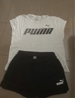 completo puma donna, maglietta M, pantaloncini XL
