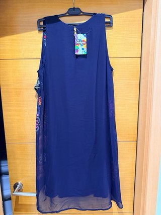 Vestido Desigual Azul Marino Estampado Flores