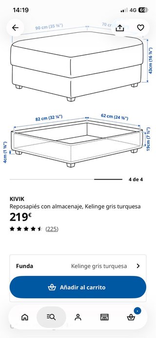 Divano KIVIK IKEA 4 posti chaise longue+ poggiapiedi