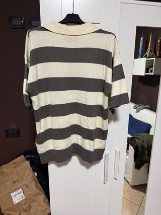 Polo maglia AMI Paris righe beige/grigio M