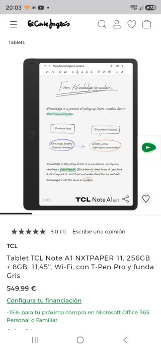 TCL NXTPAPER Note A1 256GB Negro