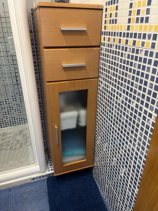 Mueble auxiliar baño madera y cristal Venta direct