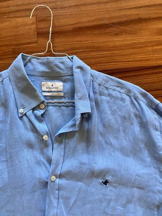 Camicia Brooksfield Lino Azzurra Uomo