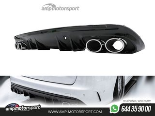 DIFUSOR TRASERO CON COLAS CROMO MERCEDES CLASE C KOMBI/SEDAN W205 NEGRO BRILLO