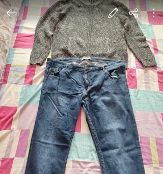 Chaqueta punto y pantalón vaquero