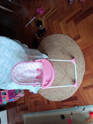 Trona y hamaca para bebé rosa