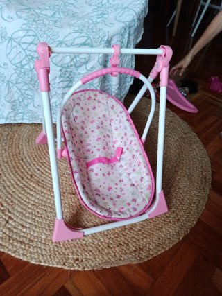 Trona y hamaca para bebé rosa