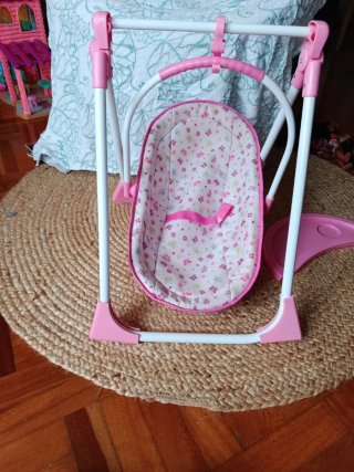 Trona y hamaca para bebé rosa