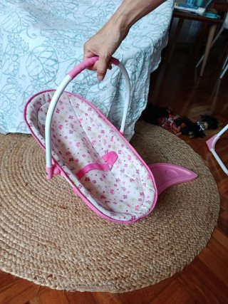 Trona y hamaca para bebé rosa