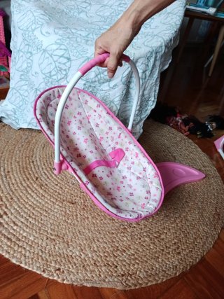 Trona y hamaca para bebé rosa