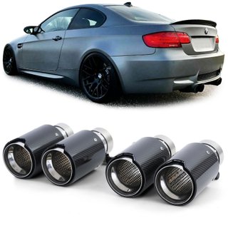 4 COLAS ESCAPES REDONDAS CARBONO BRILLO LOOK BMW