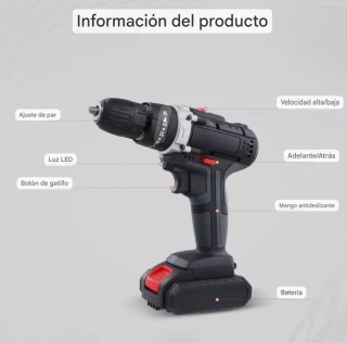 Taladro Atornillador Inalámbrico (2 Baterías)