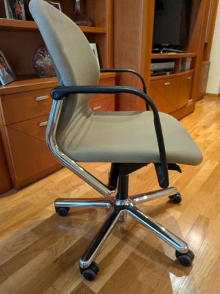 Silla de oficina/escritorio beige y plateada