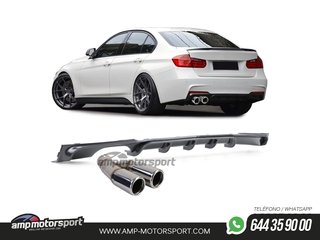 DIFUSOR TRASERO EN CARBONO PARA BMW SERIE 3 F30/F31 + COLA CROMO