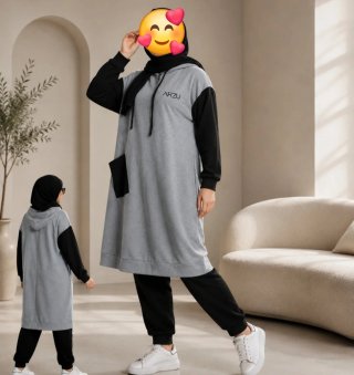Tuta grigio e nero