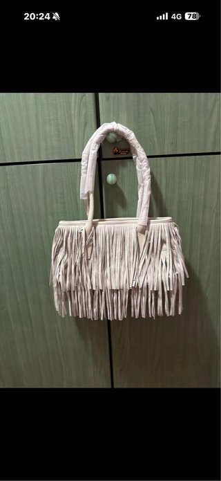 Borsa beige con frange