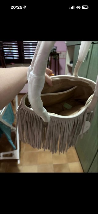 Borsa beige con frange