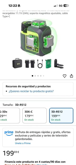 Nivel Láser 3D-RS12 Recargable