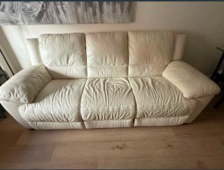 Sofá Marca Natuzzi Piel 3 Plazas Blanco