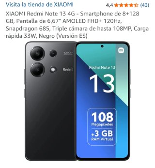 Xiaomi Redmi Note 13 4G 128GB Negro