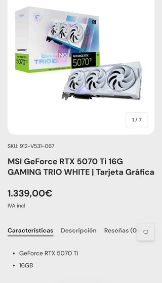 MSI RTX 5070 Ti 16GB Gaming Trio White