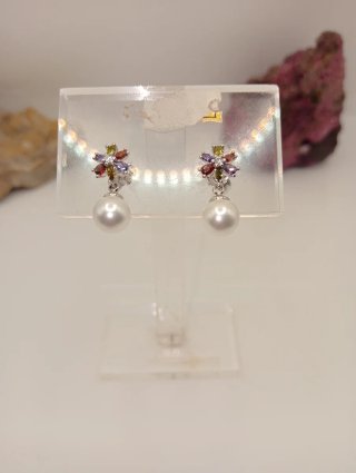 Pendientes Xuping Oro Laminado Perla Multicolor