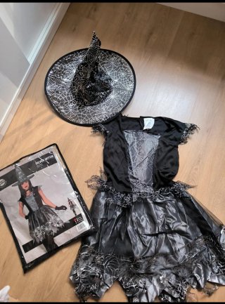 Disfraz Bruja Halloween Negro y Plateado