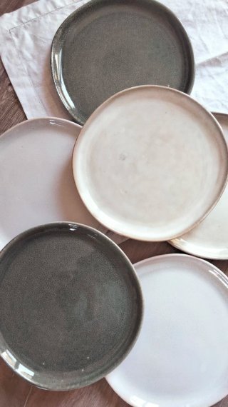 6 piatti da antipasto Grigio Beige ceramica Italia