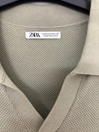 Polo de punto Zara verde oliva Talla M