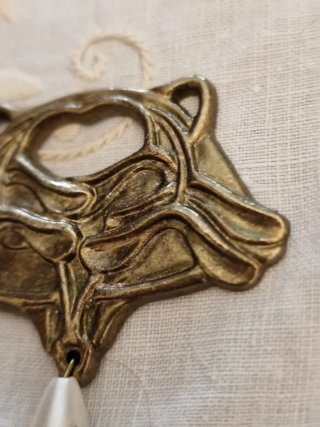 Ciondolo Volpe Metallo Perla Cm. 5x5 Vintage