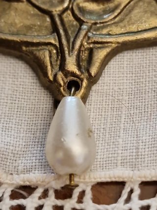 Ciondolo Volpe Metallo Perla Cm. 5x5 Vintage