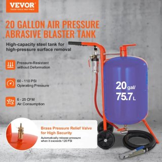 Kit de chorro de arena VEVOR 75,7L 60-110 PSI