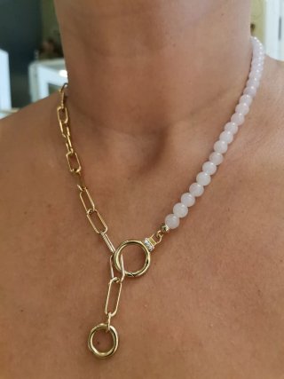 Collar Thomas Sabo plata y cuarzo rosa
