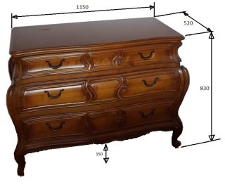 Comò legno massello stile Luigi XV Barocchetto.